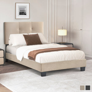 Fort Velvet Upholstered Platform Bed, Twin