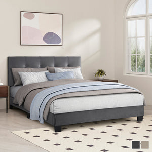 Fort Velvet Upholstered Platform Bed, Queen