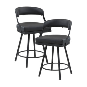 Barham Faux Leather Swivel Counter Height Chair (Set of 2)