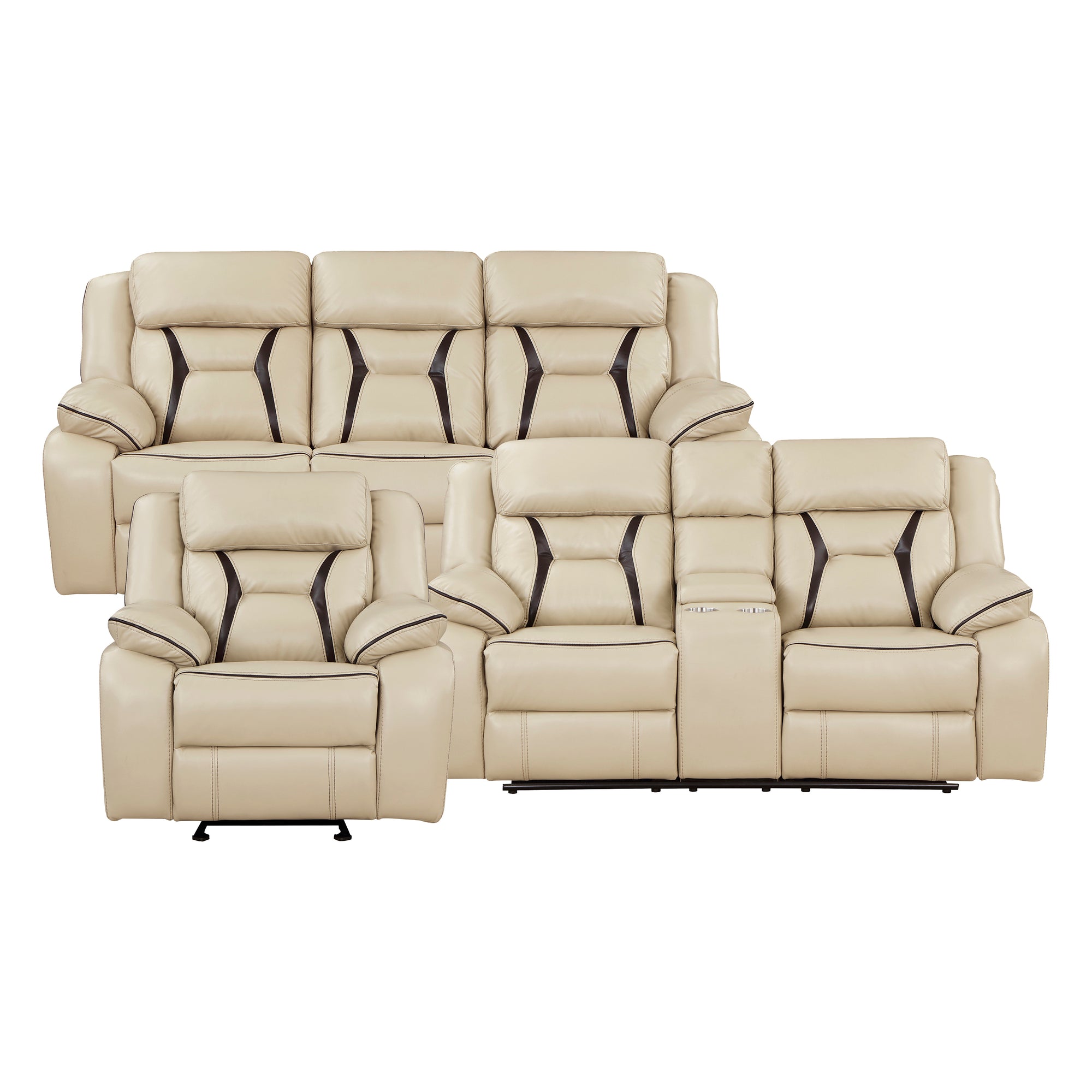 Matteo 3-Piece Manual Reclining Living Room Sofa Set