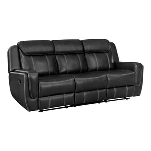 Manuel Breathable Faux Leather Manual Double Reclining Sofa