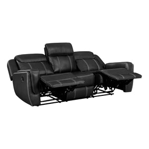 Manuel Breathable Faux Leather Manual Double Reclining Sofa