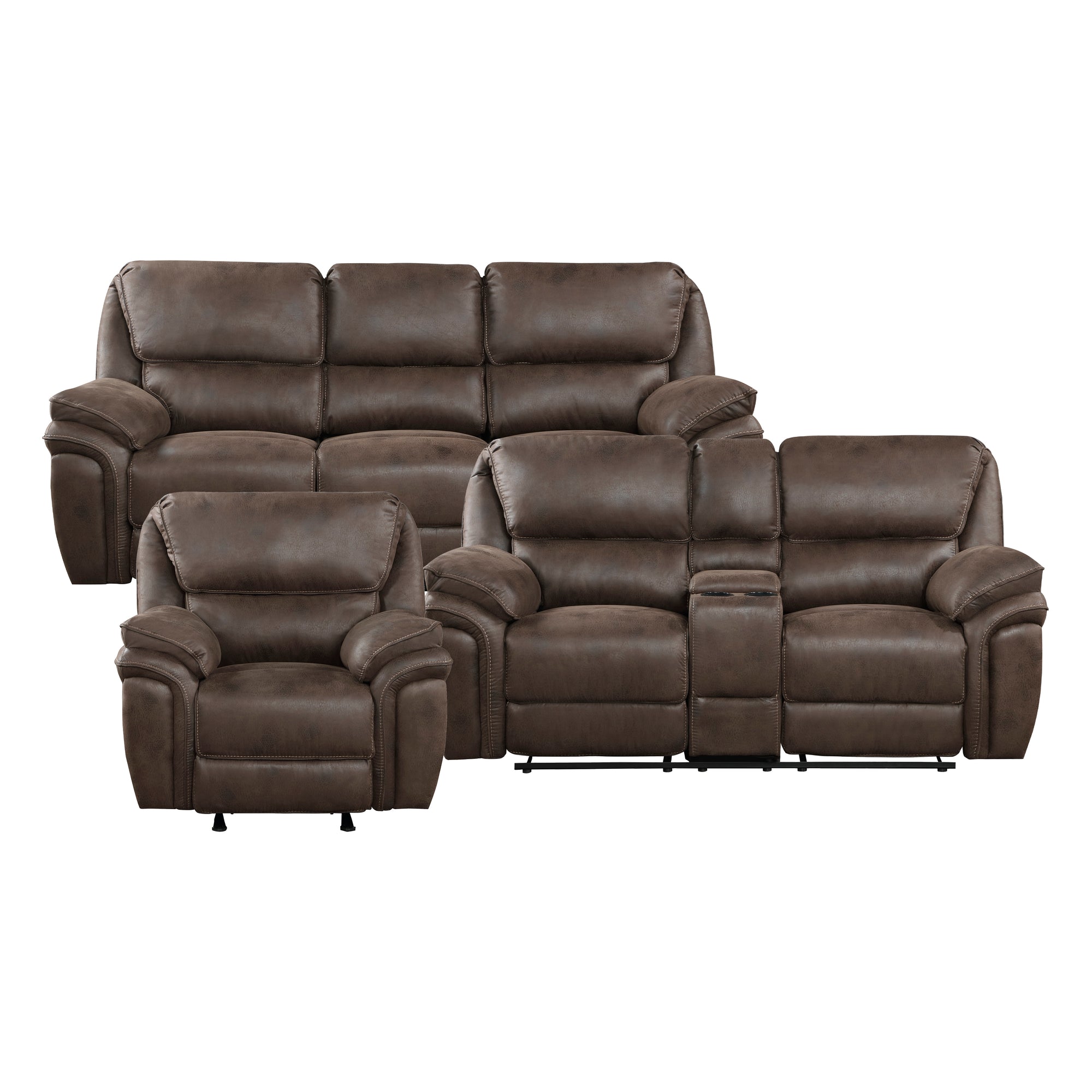 Regina 3-Piece Manual Reclining Living Room Sofa Set