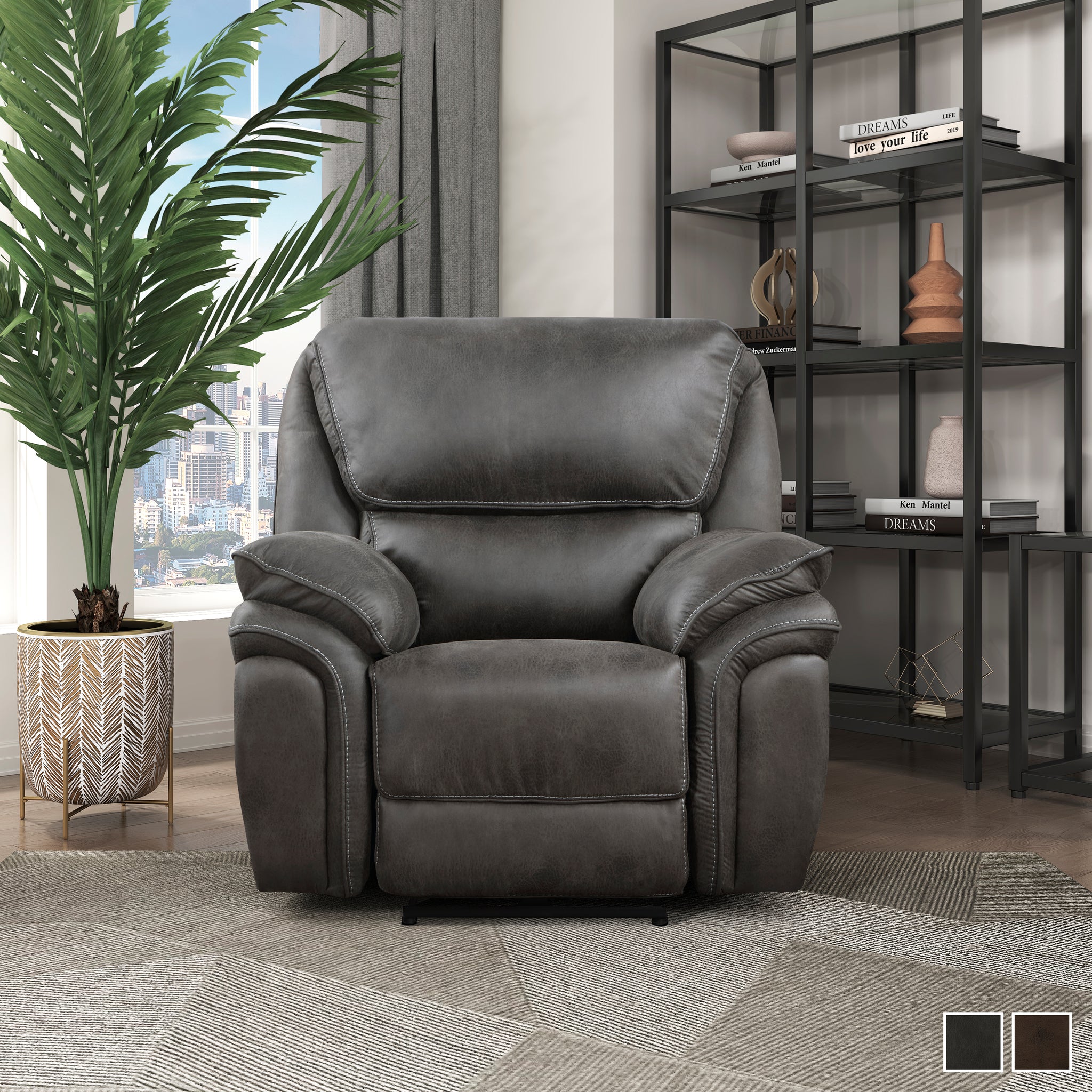 Microfiber power recliner outlet chair