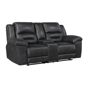 Alonzo Polished Microfiber Manual Double Reclining Loveseat