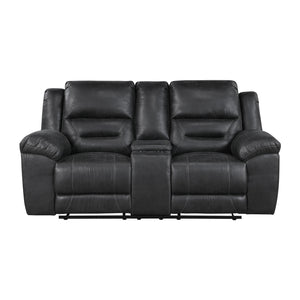 Alonzo Polished Microfiber Manual Double Reclining Loveseat