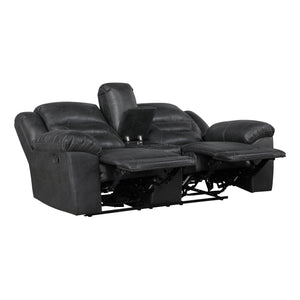 Alonzo Polished Microfiber Manual Double Reclining Loveseat