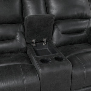 Alonzo Polished Microfiber Manual Double Reclining Loveseat