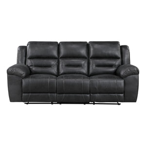 Alonzo Polished Microfiber Manual Double Reclining Sofa