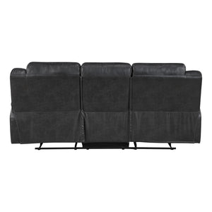 Alonzo Polished Microfiber Manual Double Reclining Sofa