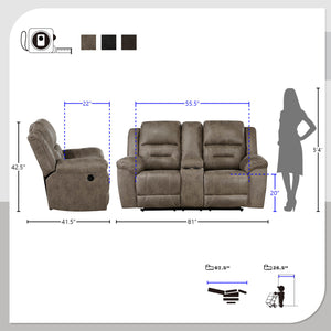 Alonzo 2-Piece Manual Reclining Living Room Sofa Set