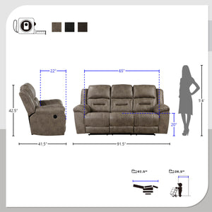 Alonzo 2-Piece Manual Reclining Living Room Sofa Set