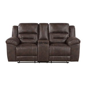 Alonzo Polished Microfiber Manual Double Reclining Loveseat