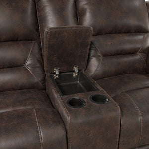 Alonzo Polished Microfiber Manual Double Reclining Loveseat