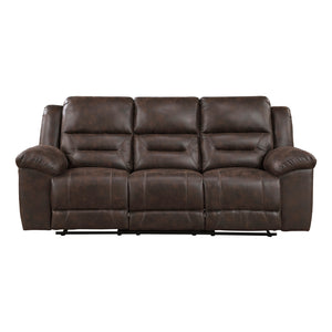 Alonzo Polished Microfiber Manual Double Reclining Sofa