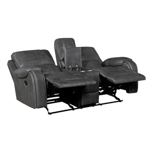 Ashton Breathable Faux Leather Manual Double Glider Reclining Loveseat