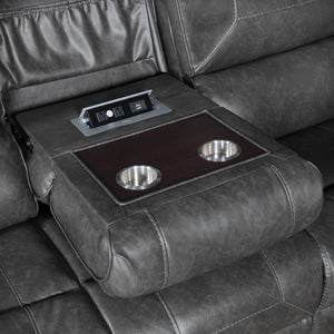 Ashton Breathable Faux Leather Manual Double Reclining Sofa