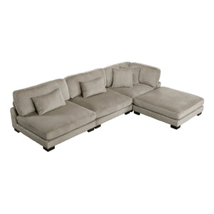 Braidy Corduroy  4-Piece Modular Sectional Sofa with Ottoman