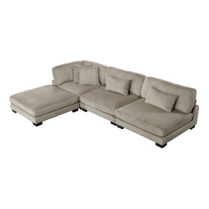 Braidy Corduroy  4-Piece Modular Sectional Sofa with Ottoman