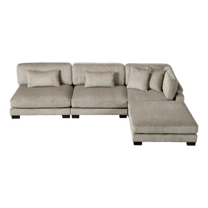 Braidy Corduroy  4-Piece Modular Sectional Sofa with Ottoman