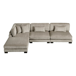 Braidy Corduroy  4-Piece Modular Sectional Sofa with Ottoman