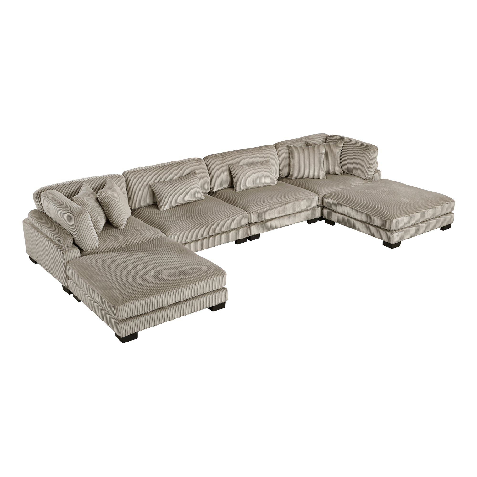 Braidy Corduroy 6-Piece Modular Sectional Sofa with Ottomans