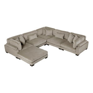 Braidy Corduroy 6-Piece Modular Sectional Sofa with Ottoman