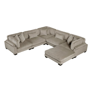 Braidy Corduroy 6-Piece Modular Sectional Sofa with Ottoman