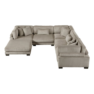 Braidy Corduroy 6-Piece Modular Sectional Sofa with Ottoman