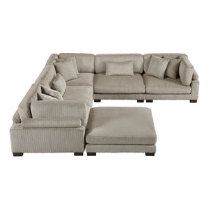 Braidy Corduroy 6-Piece Modular Sectional Sofa with Ottoman