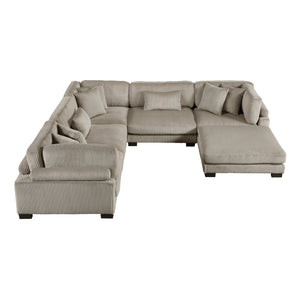 Braidy Corduroy 6-Piece Modular Sectional Sofa with Ottoman