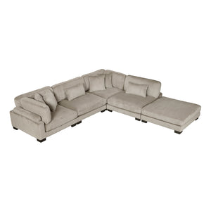 Braidy Corduroy 5-Piece Modular Sectional with Ottoman