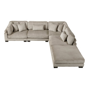 Braidy Corduroy 5-Piece Modular Sectional with Ottoman