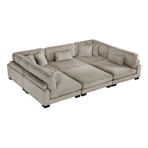 Braidy Corduroy 6-Piece Modular Sectional with Ottoman