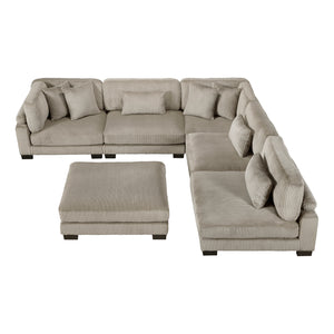 Braidy Corduroy 6-Piece Modular Sectional with Ottoman