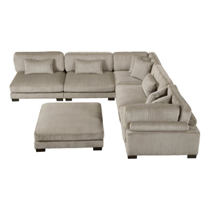 Braidy Corduroy 6-Piece Modular Sectional with Ottoman