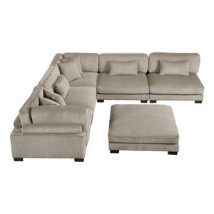 Braidy Corduroy 6-Piece Modular Sectional with Ottoman