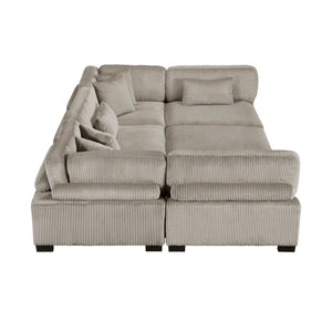 Braidy Corduroy 6-Piece Modular Sectional with Ottoman