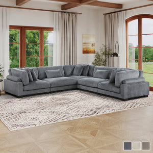 Braidy Corduroy 5-Piece Modular Sectional Sofa