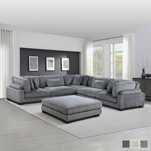 Braidy Corduroy 6-Piece Modular Sectional Sofa with Ottoman