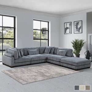 Braidy Corduroy 5-Piece Modular Sectional with Ottoman