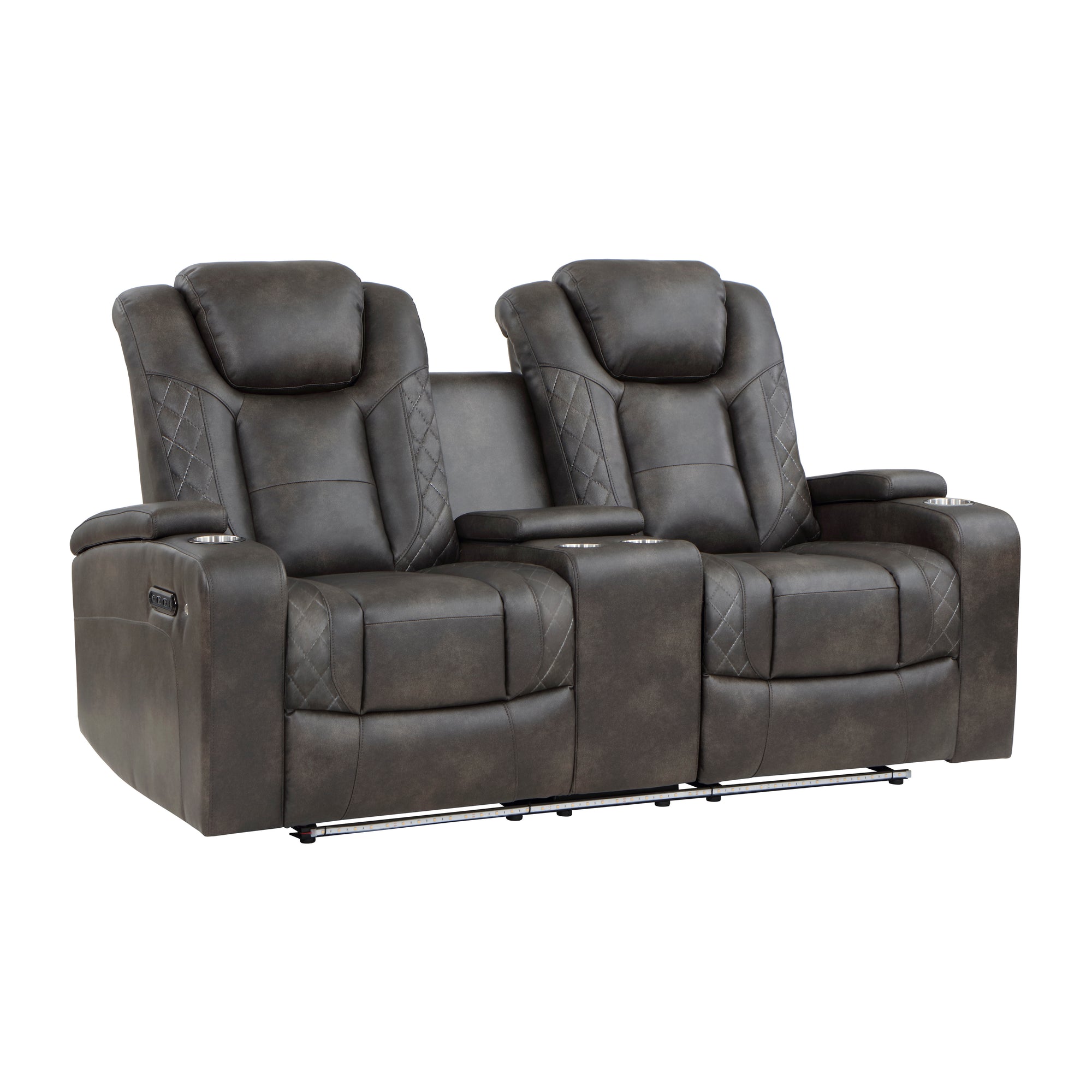 Rockford Faux Leather Power Double Reclining Loveseat