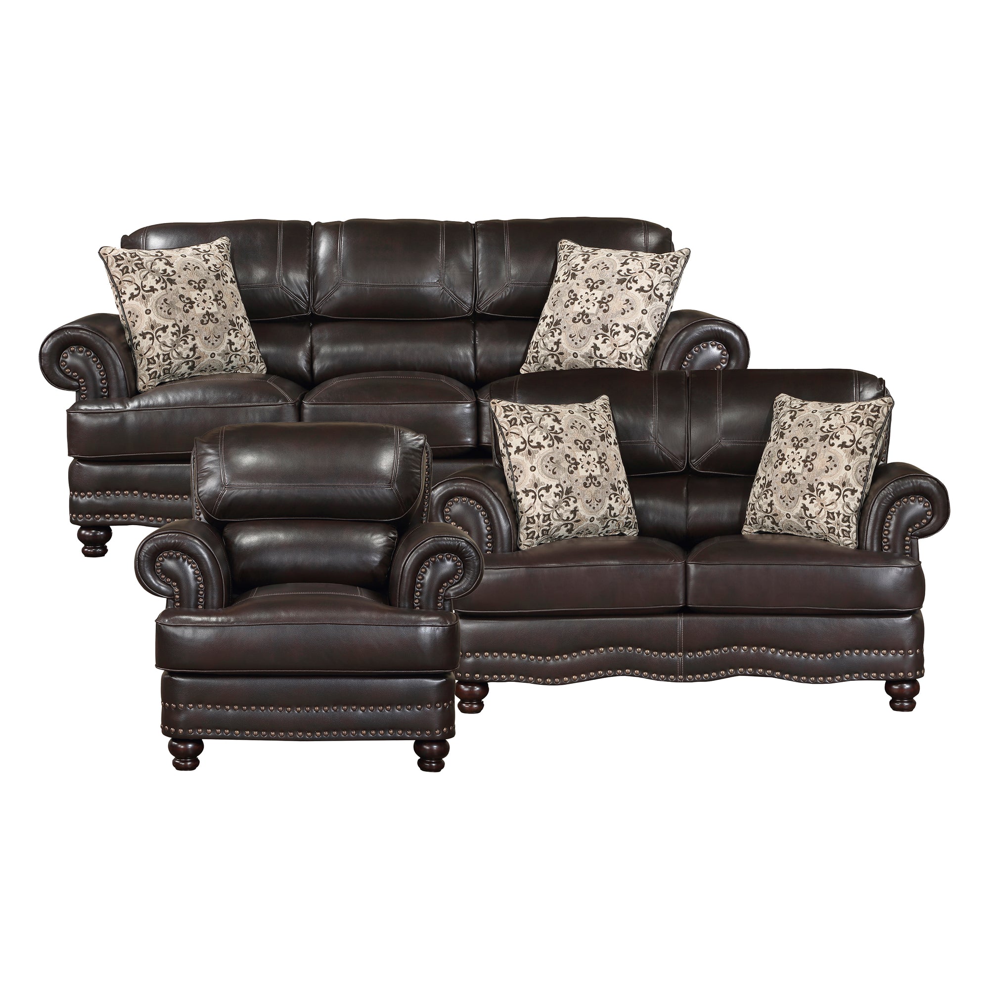 Mariposa 3-Piece Breathable Faux Leather Living Room Sofa Set