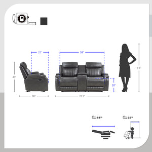 Nemesia 2-Piece Faux Leather Manual Reclining Sofa Set