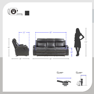 Nemesia 2-Piece Faux Leather Manual Reclining Sofa Set