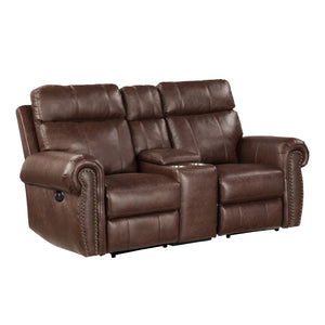 Chesky Breathable Faux Leather Power Double Reclining Loveseat