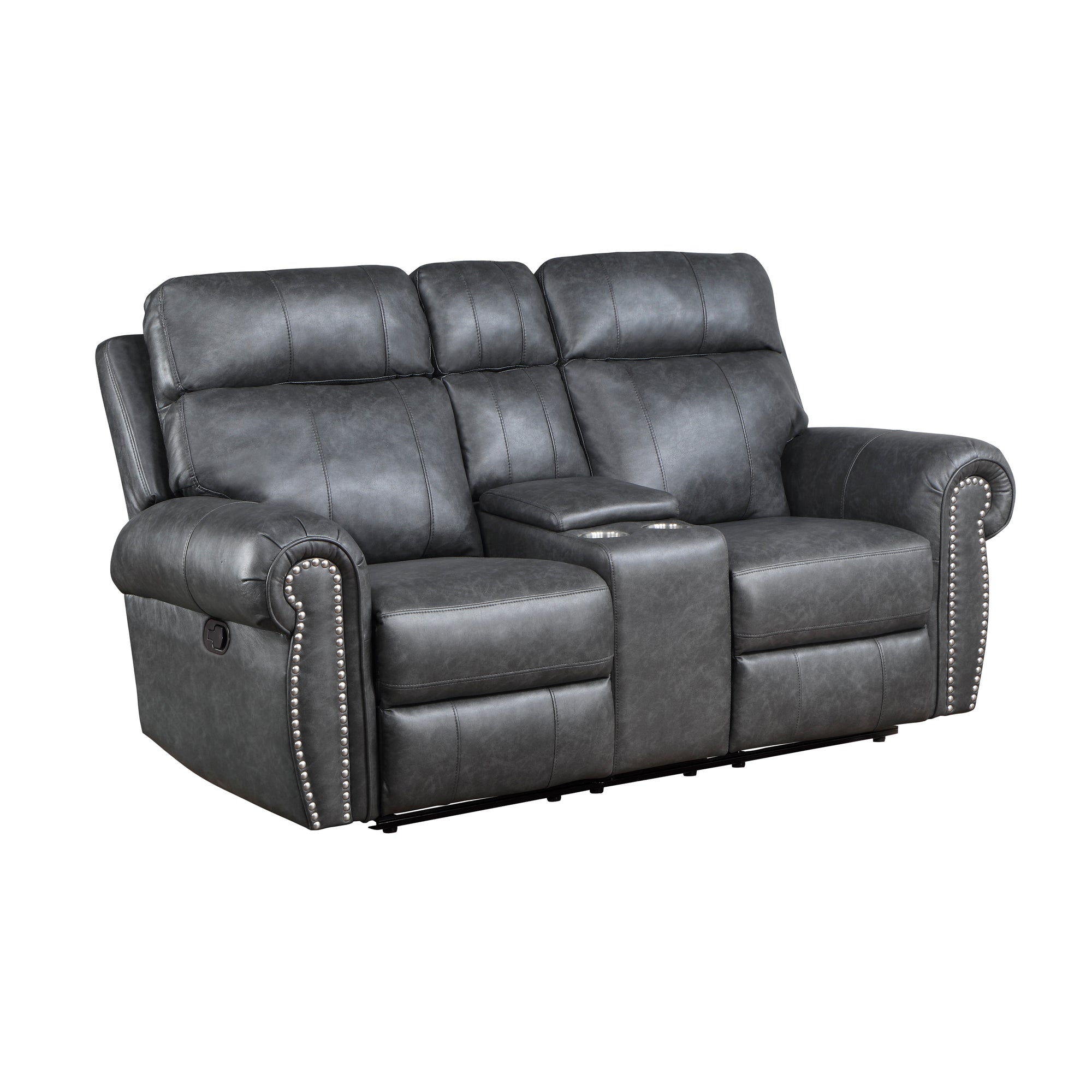 Chesky Breathable Faux Leather Manual Double Reclining Loveseat