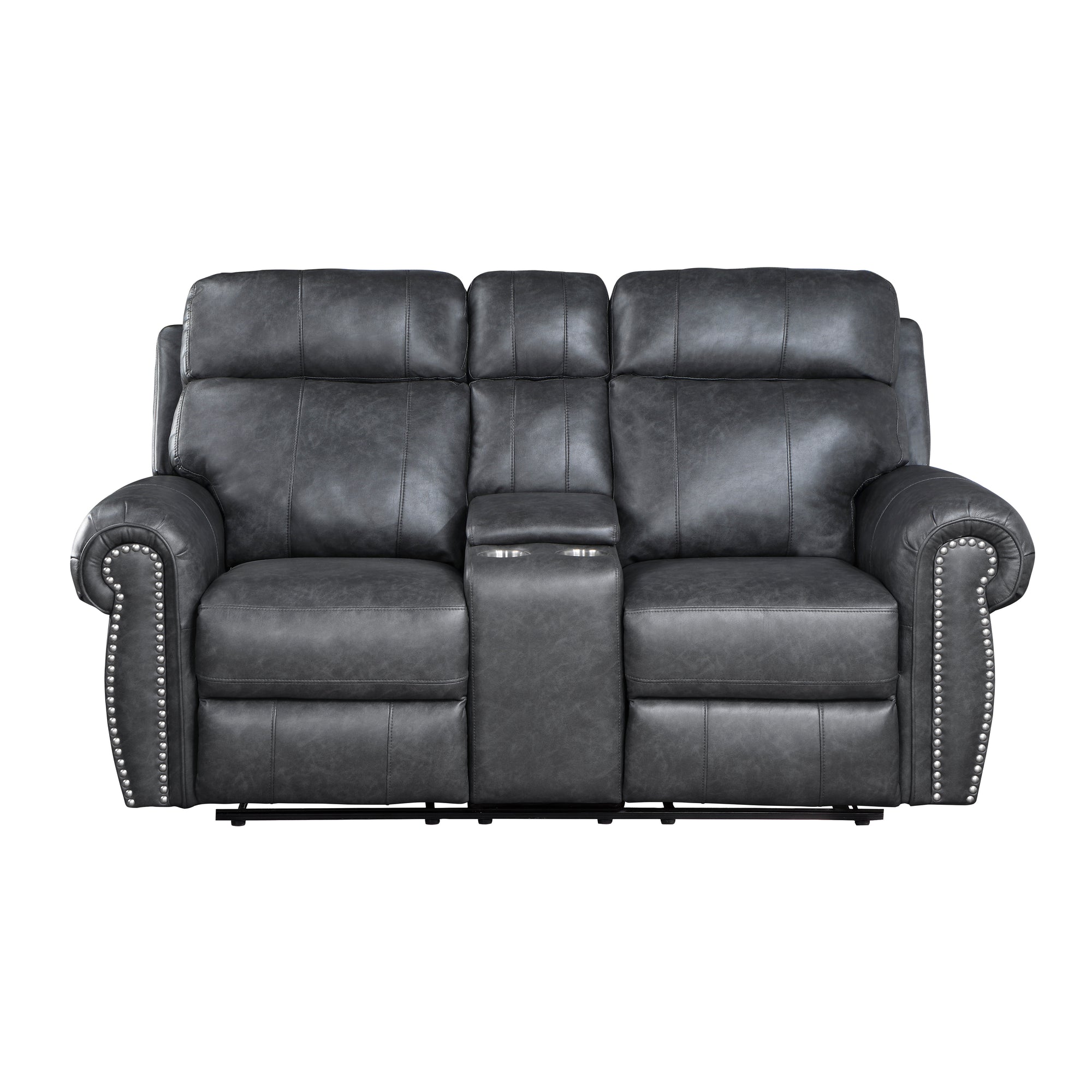 Chesky Breathable Faux Leather Manual Double Reclining Loveseat