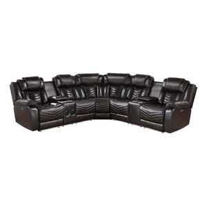 Esther Faux Leather 3-Piece Power Reclining Sectional with Console