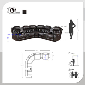 Esther Faux Leather 3-Piece Power Reclining Sectional with Console